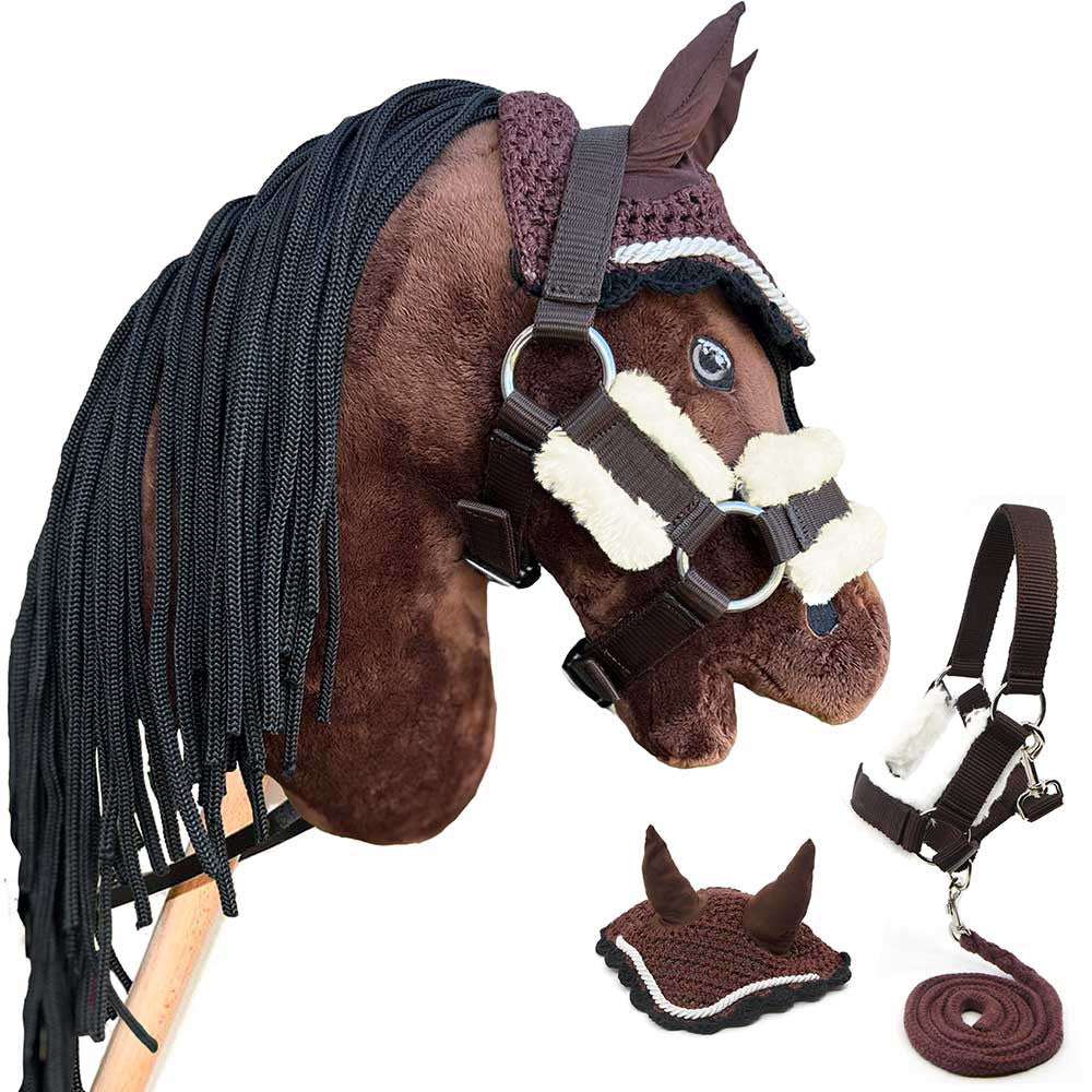 HKM Kids Hobby Horse Cheval de bataille marron et blanc avec HKM Kids Hobby Horse Cheval de bataille marron et blanc avec