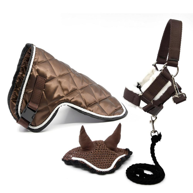 Ensemble d'accessoires Marron Hobby Horse : Licol + Longe + Couverture + Bonnet Ensemble d'accessoires Marron Hobby Horse : Licol + Longe + Couverture + Bonnet