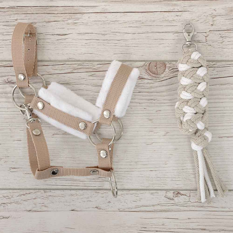 Head collar and Looky series lead rope for hobby horse - Beige