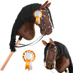 Hobby Horse A3 bay brown with black mane with Bridles, reins, and bit - Jump Star