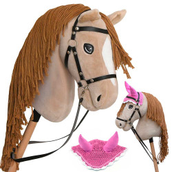 Hobby Horse A3 with Bridles, reins, bit, and fly Veils - Perlino