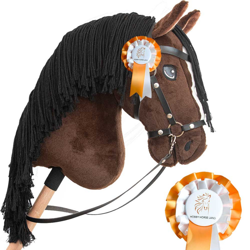 Hobby Horse A3 bay brown with black mane with Bridles, reins, and bit - Jump Star