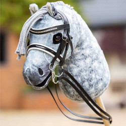 Double bridle Hobby Horse in leather with rhinestones and patent leather