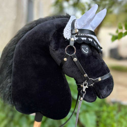 Hobby Horse A3 with Bridles, black head collar and white fly Veils - Stormy