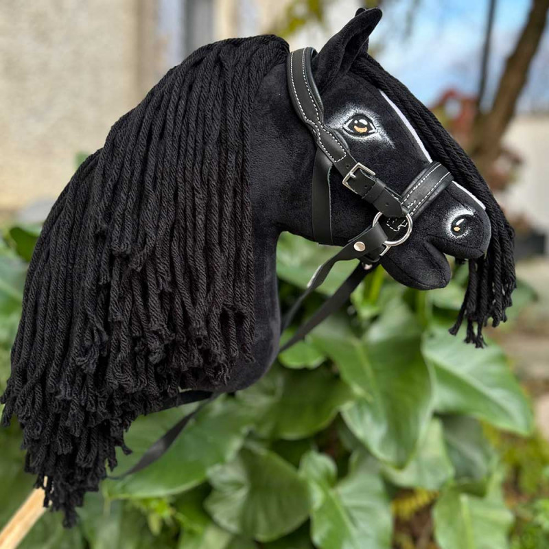 Hobby Horse Black Friesian Mystic with Ethological Bridles
