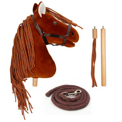 Chestnut Hobby Horse with head collar, lead rope, and removable tail
