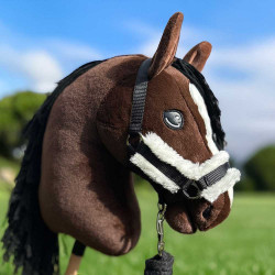 Ensemble d'accessoires Noir et blanc pour Hobby Horse : Licol + Longe + Couverture + Bonnet