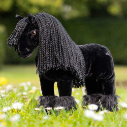 Mini cheval en peluche noir frison Spike - Lemieux