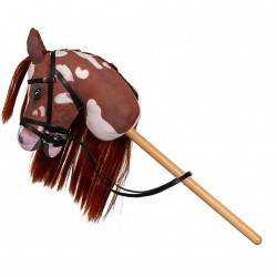 Hobby Horse – Cheval bâton pie alezan A4 avec crinière souple et filet– Jouet équitation