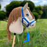 Hobby Horse A3 with Bridles, head collar and fly Veils blue - Perlino