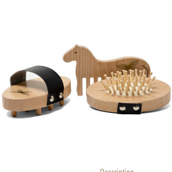 Accessoires de pansage en bois et friandises pour hobby horse