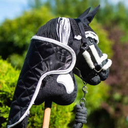 Ensemble d'accessoires Noir et blanc pour Hobby Horse : Licol + Longe + Couverture + Bonnet