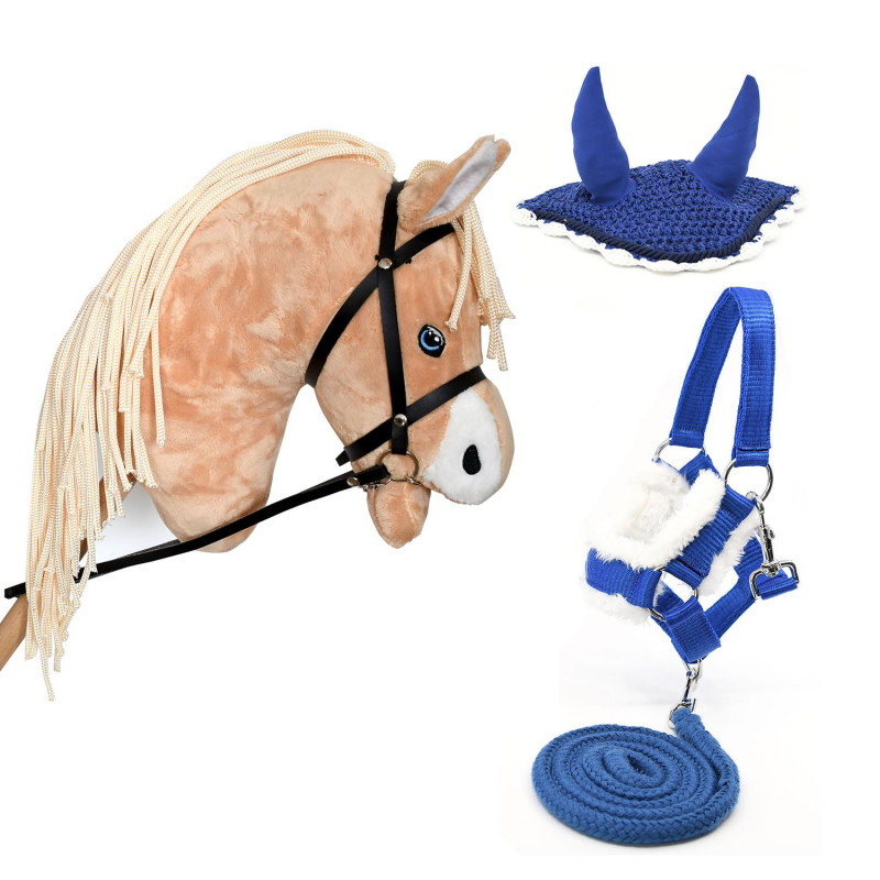 Pack Hobby Horse Palomino Premium avec licol et bonnet BLEU
