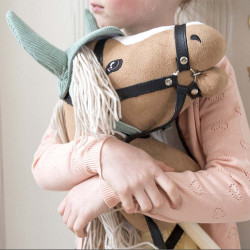 Hobby Horse Palomino with long mane and removable tail