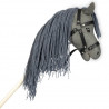 Gray hobby horse with a long mane and removable tail