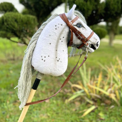 Hobby Horse Palomino pour Hobby Horsing pour Enfants et Adolescents de 7 à  20 Ans- Cheval bâton avec Filet, rênes + Accessoires Bonnet et Licol