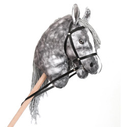 Hobby Horse Gris pommelé avec licol, longe et bonnet Rose