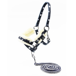Navy blue starry Head collar and lead rope for hobby horse