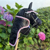 Ensemble d'accessoires Hobby Horse Rose et Noir : licol + longe + bonnet + couverture