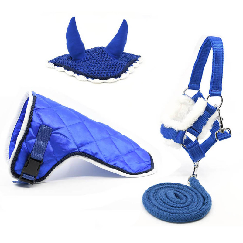Ensemble d'accessoires Bleu pour Hobby Horse : Licol moumoute +