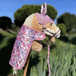Couverture rose à fleurs pour hobby horse