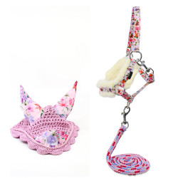Head collar and fly Veils Floral for hobby horse