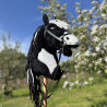 Black-and-white (piebald) Mustang hobby horse for hobby horsing — size L