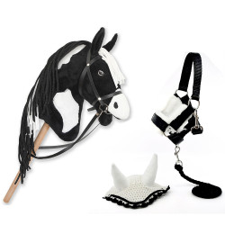 Hobby Horse Pie Noir avec licol noir + longe noirs + bonnet blanc