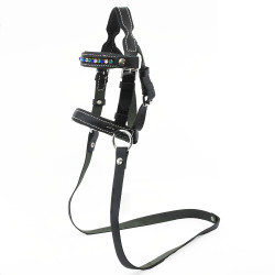 Bridles for hobby horse with blue rhinestones
