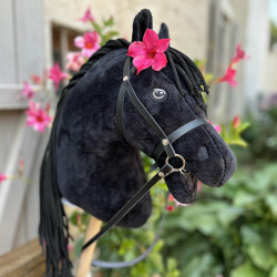 Hobby Horse Palomino pour Hobby Horsing pour Enfants et Adolescents de 7 à  20 Ans- Cheval bâton avec Filet, rênes + Accessoires Bonnet et Licol