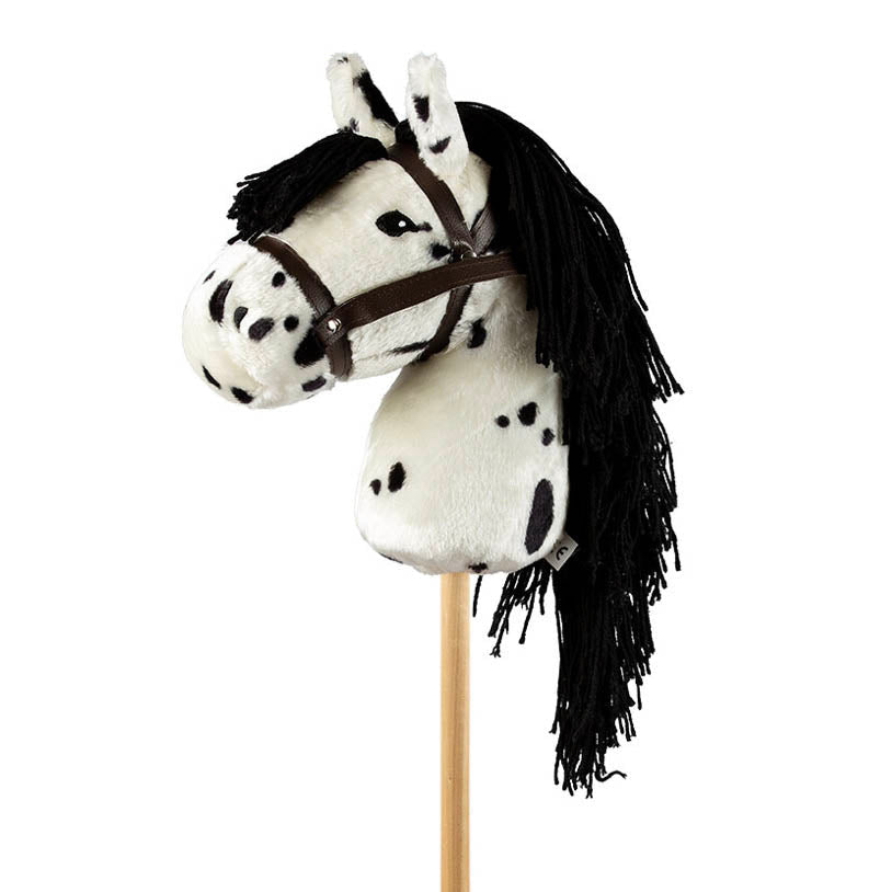 HOBBY HORSE Tête de Cheval Blanc noir chevaucher - Bois Cheval à baton HOBBY HORSE Tête de Cheval Blanc noir chevaucher - Bois Cheval à baton