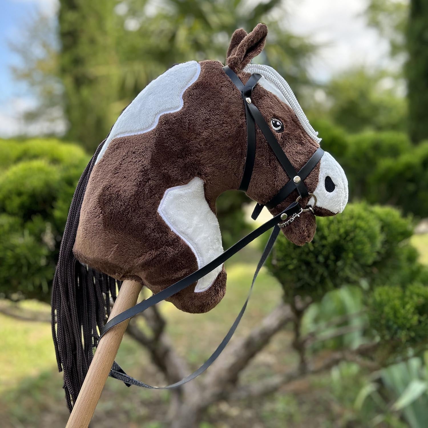 Hobby Horse Pie Mustang avec licol, longe et bonnet Rose
