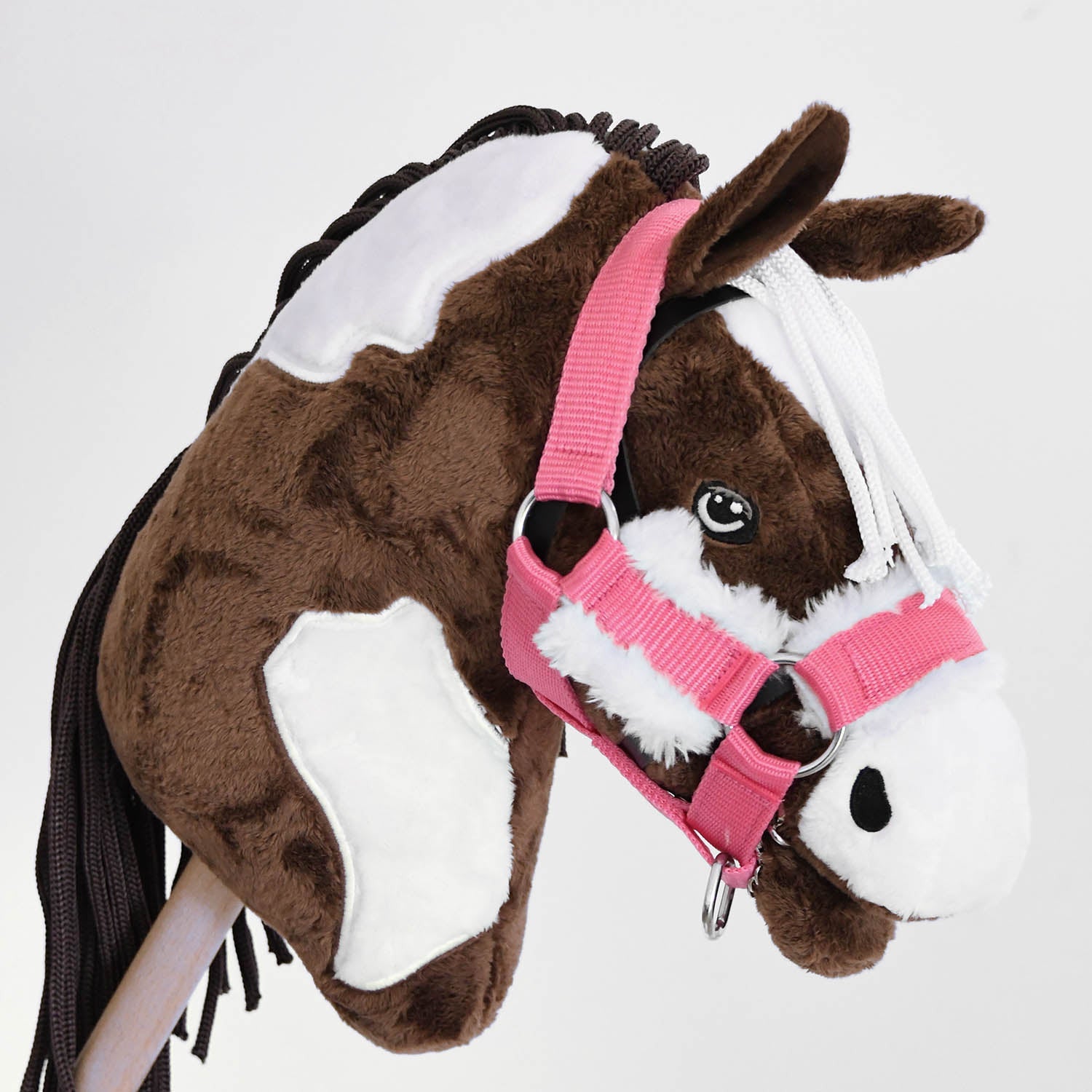 Hobby Horse Pie Mustang avec licol, longe et bonnet Rose