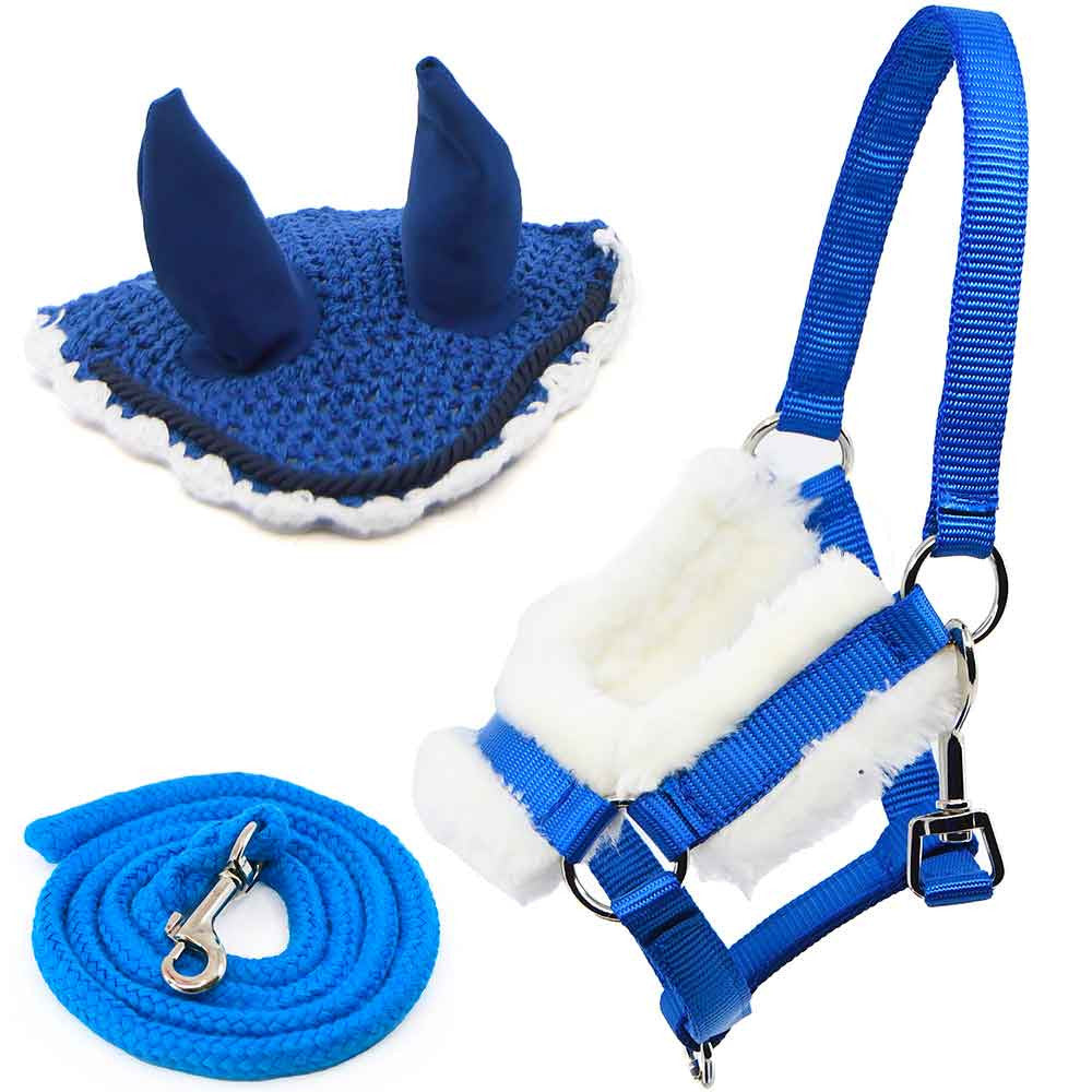 licol et bonnet BLEU pour hobby horse