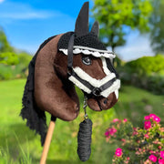 Ensemble Licol, Longe et Bonnet Noir & Blanc pour Hobby Horse