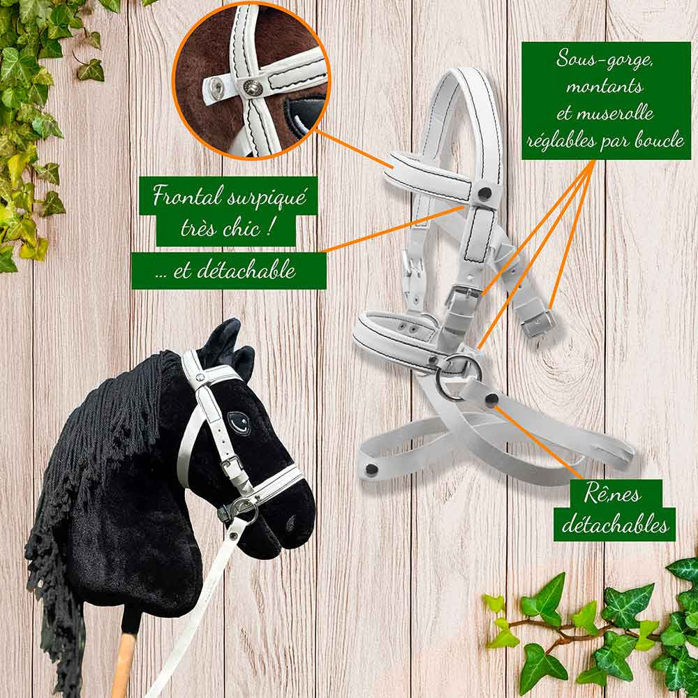 Filet bridon éthologique Blanc pour hobby horse