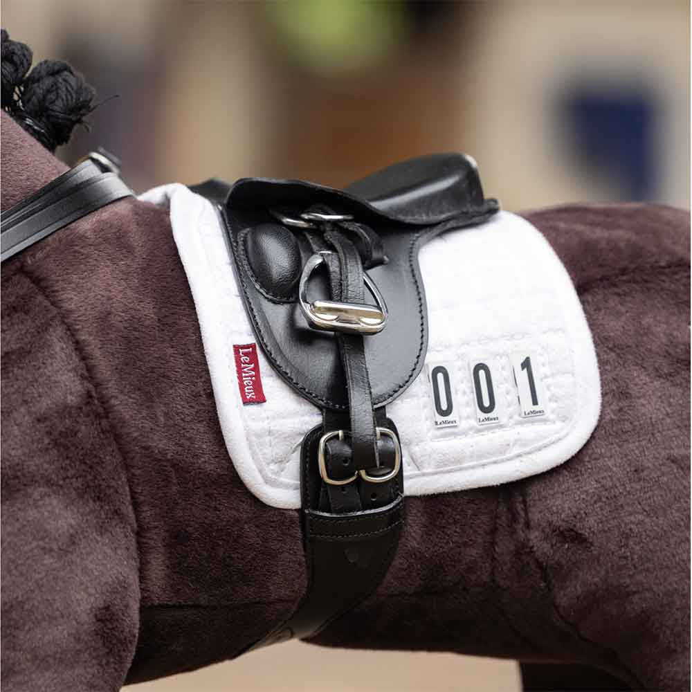 Mini-tapis de selle blanc pour cheval en peluche Lemieux