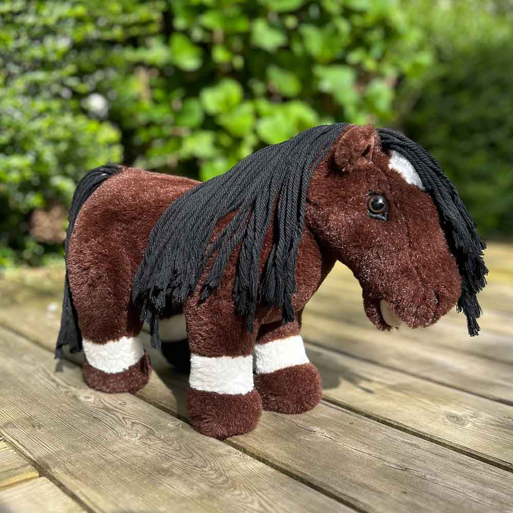 Cheval poney en peluche bai marron - HKM