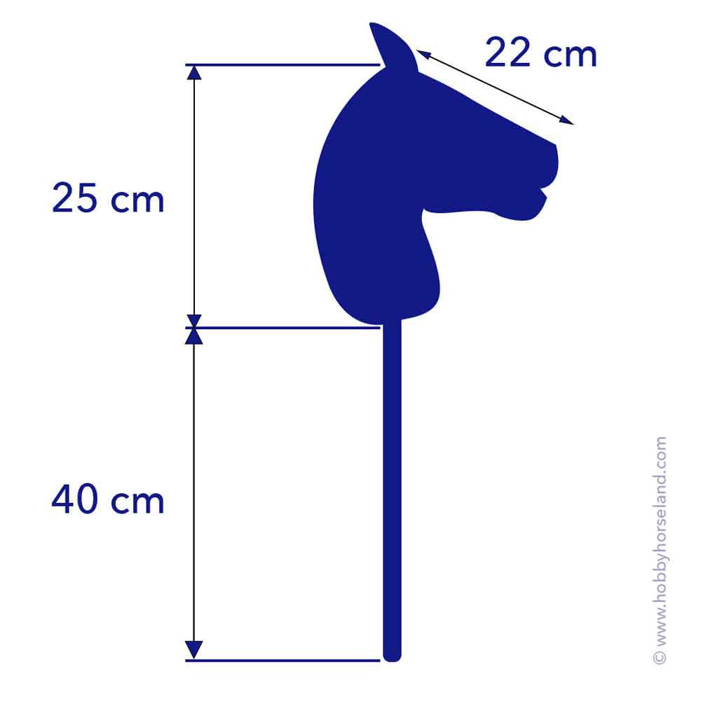 Hobby Horse Sissi, jument bâton grise A4 avec crinière blanche, filet, mors et rênes