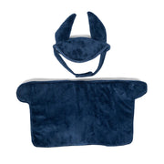 Set couverture et bonnet bleu marine pour hobby horse