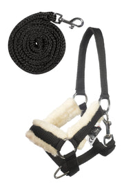 Licol et longe en moumoute noire pour hobby horse