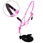 Licol éthologique rose et longe noire pour hobby horse