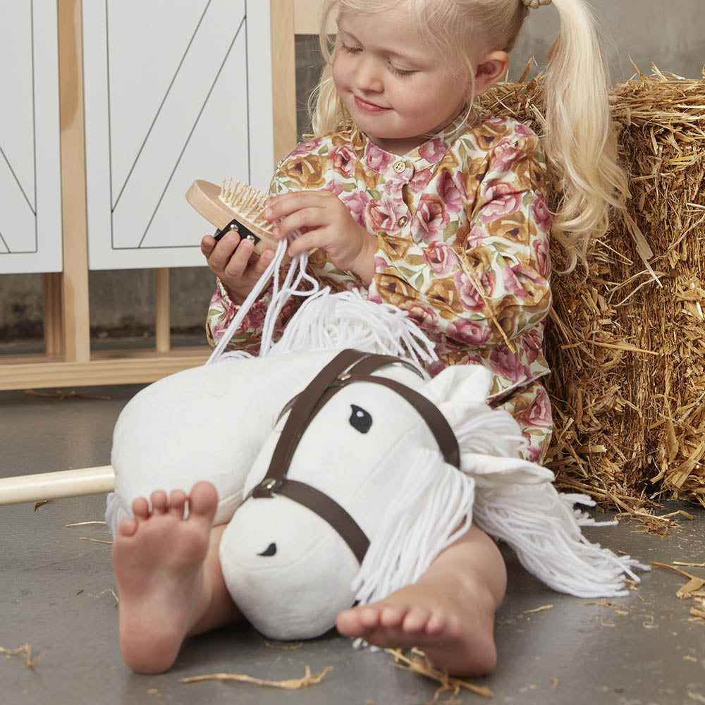Accessoires de pansage en bois et friandises pour hobby horse