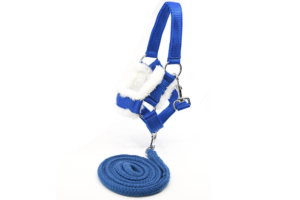 Pack Hobby Horse gris longue crinière et queue amovible + ensemble BLEU