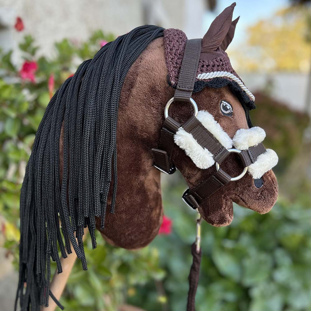 Pack Hobby Horse marron avec filet + licol + longe + bonnet Marron