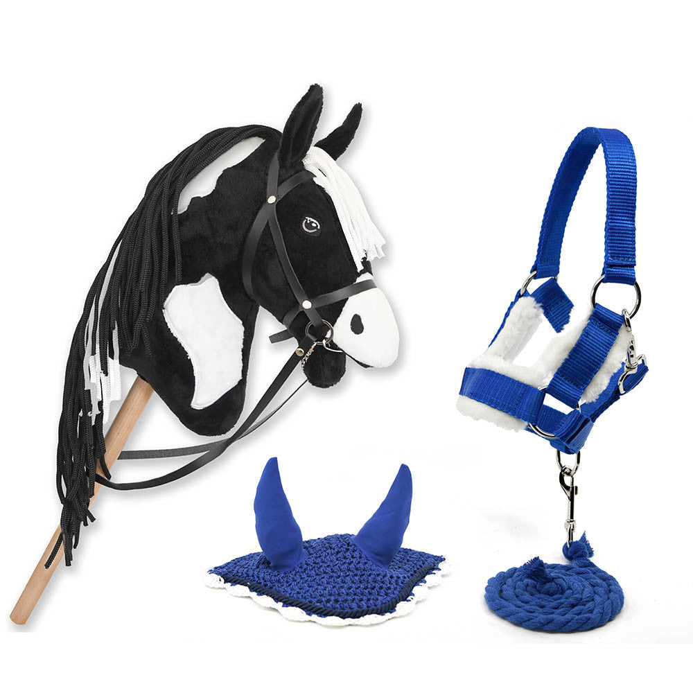 Hobby Horse Pie Noir avec licol + longe + bonnet bleu
